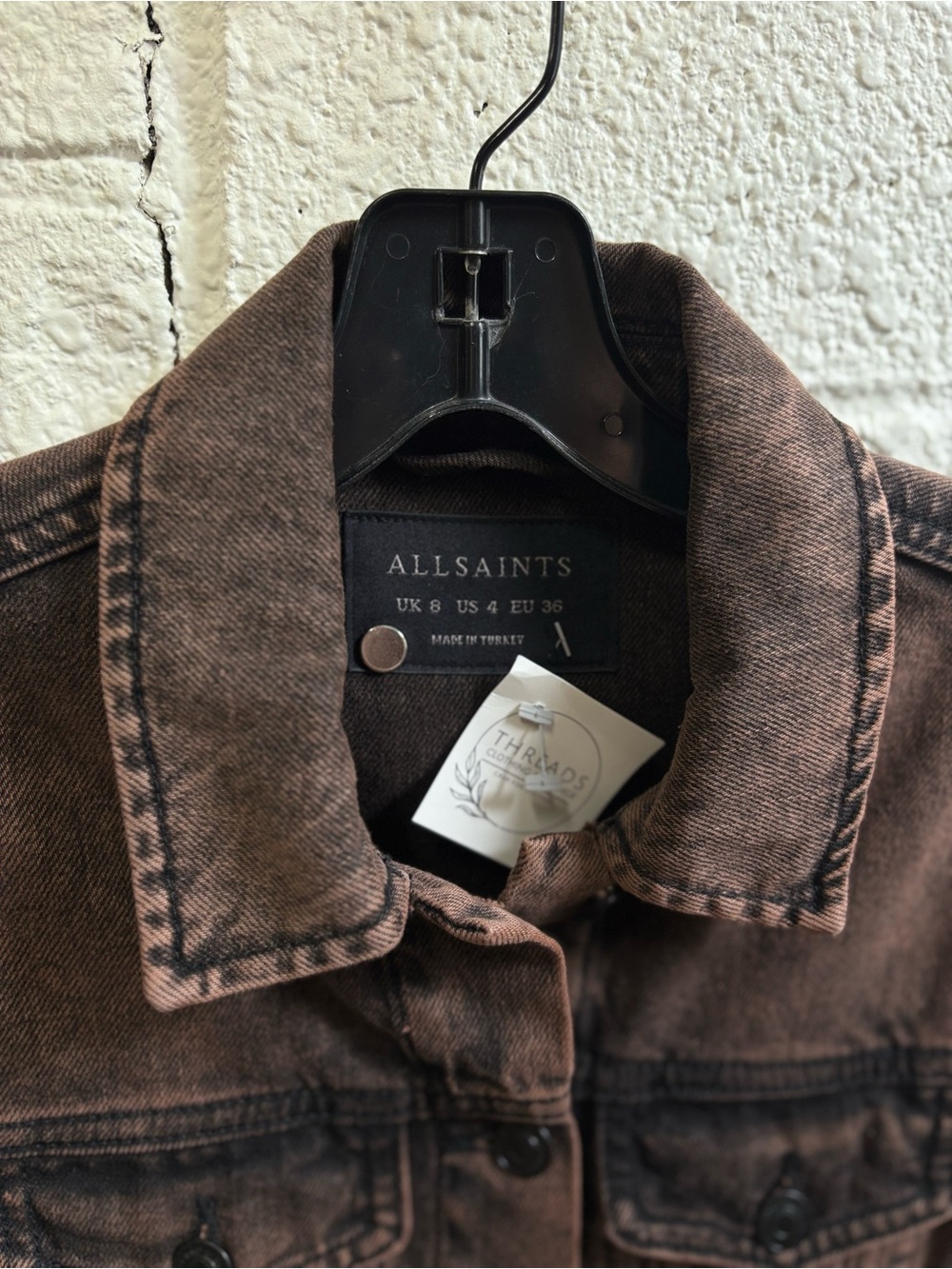All Saints Hay Denim Jacket in Acid Brown - Picture 6 of 9